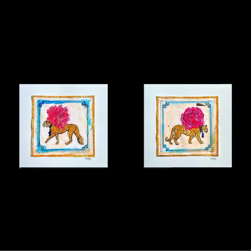 Animal art prints set of 2